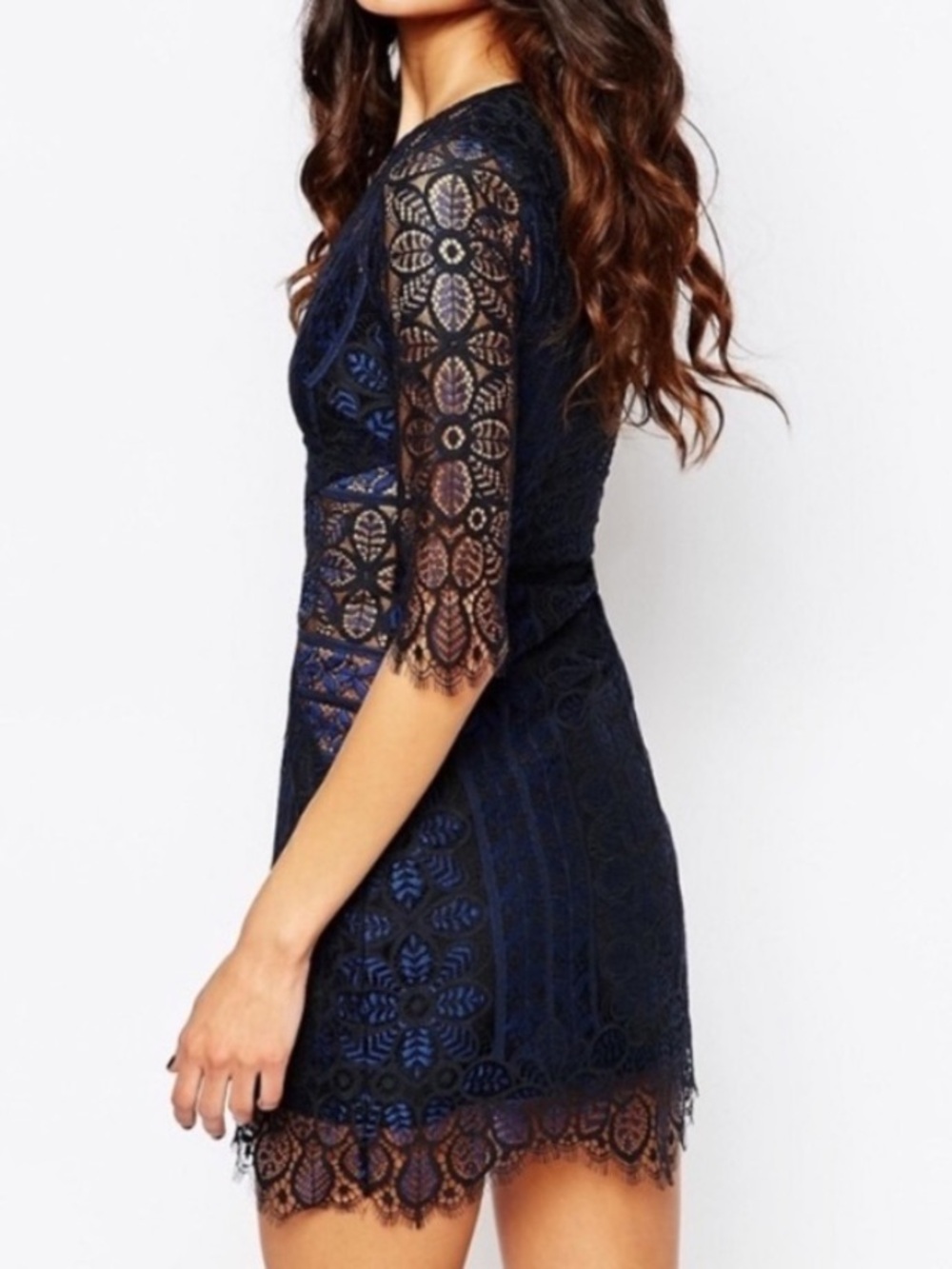 For Love And Lemons Lyla Navy Crochet Lace Cocktail Dress
